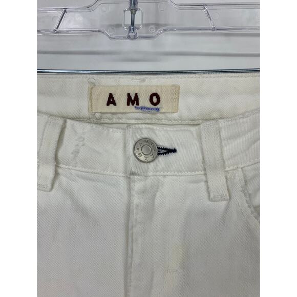 AMO Twist Women's Size 26 Slim Fit Skinny Jeans Mid Rise Sea Salt White *FLAWS - Picture 4 of 9
